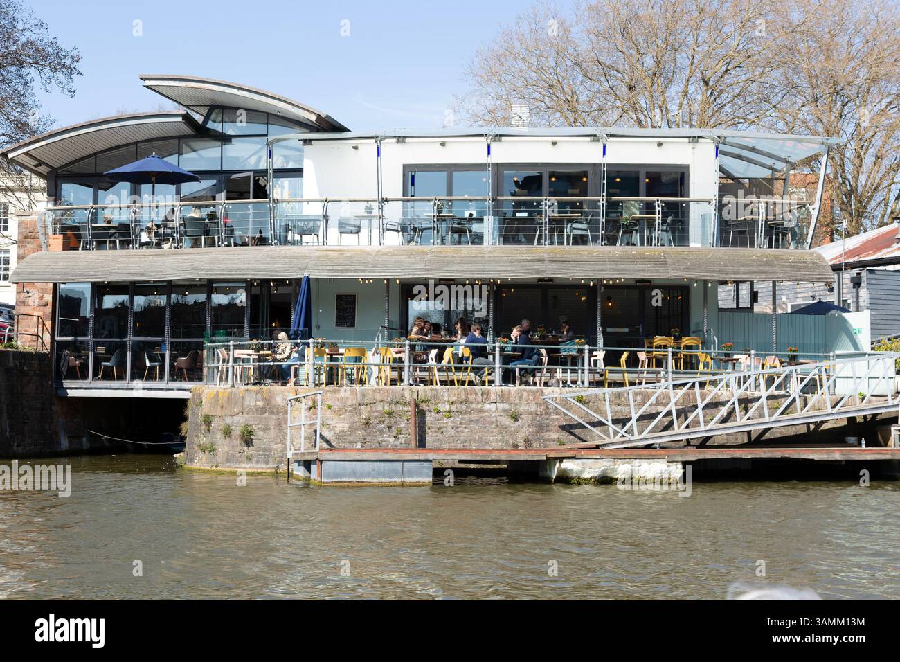 Harbour House waterfront terrace bar restaurant,  The Grove,  Floating Harbour, Bristol, England, UK Stock Photo