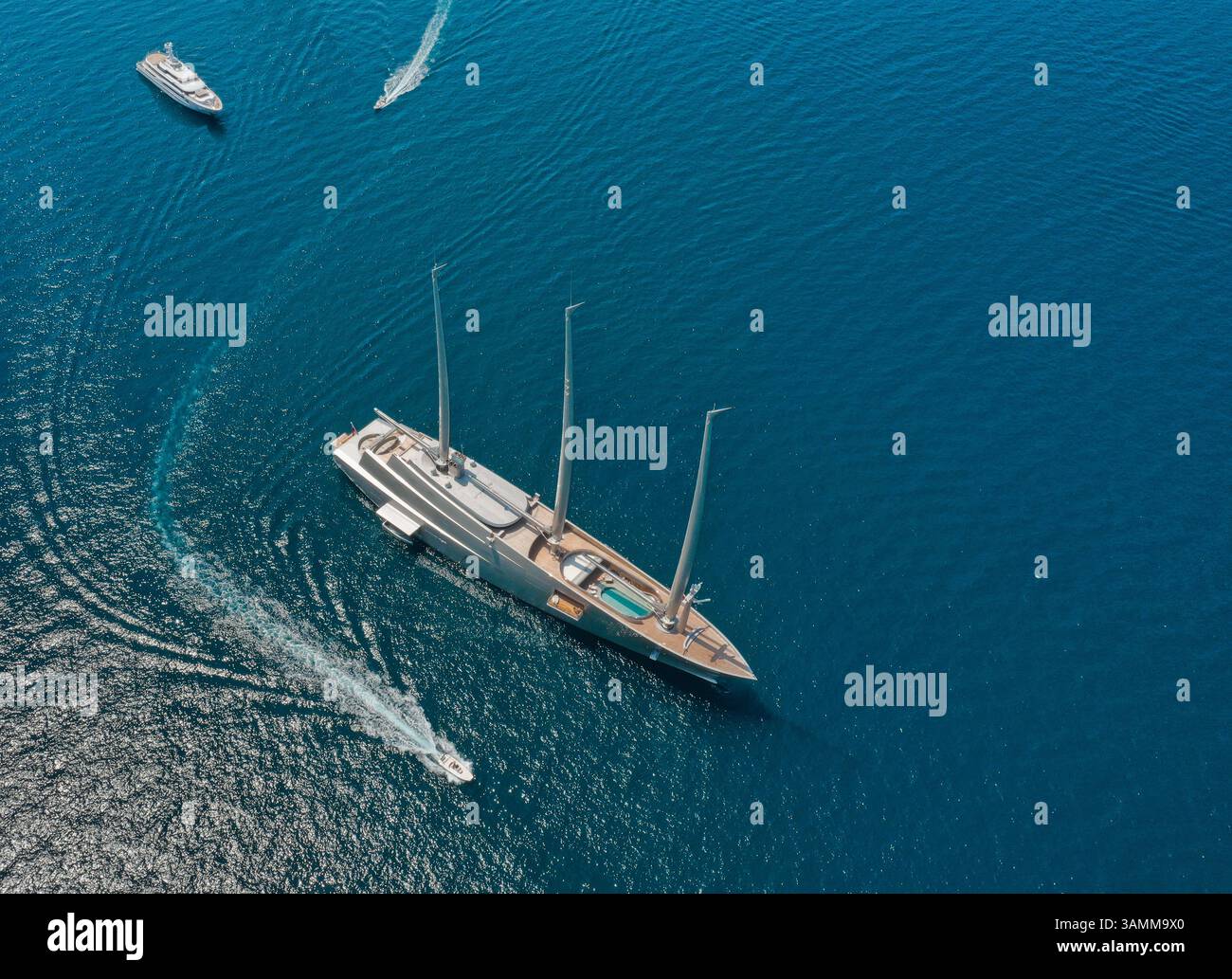 Aerial view of sailing yacht in the bay of Saint Tropez, France Stock ...