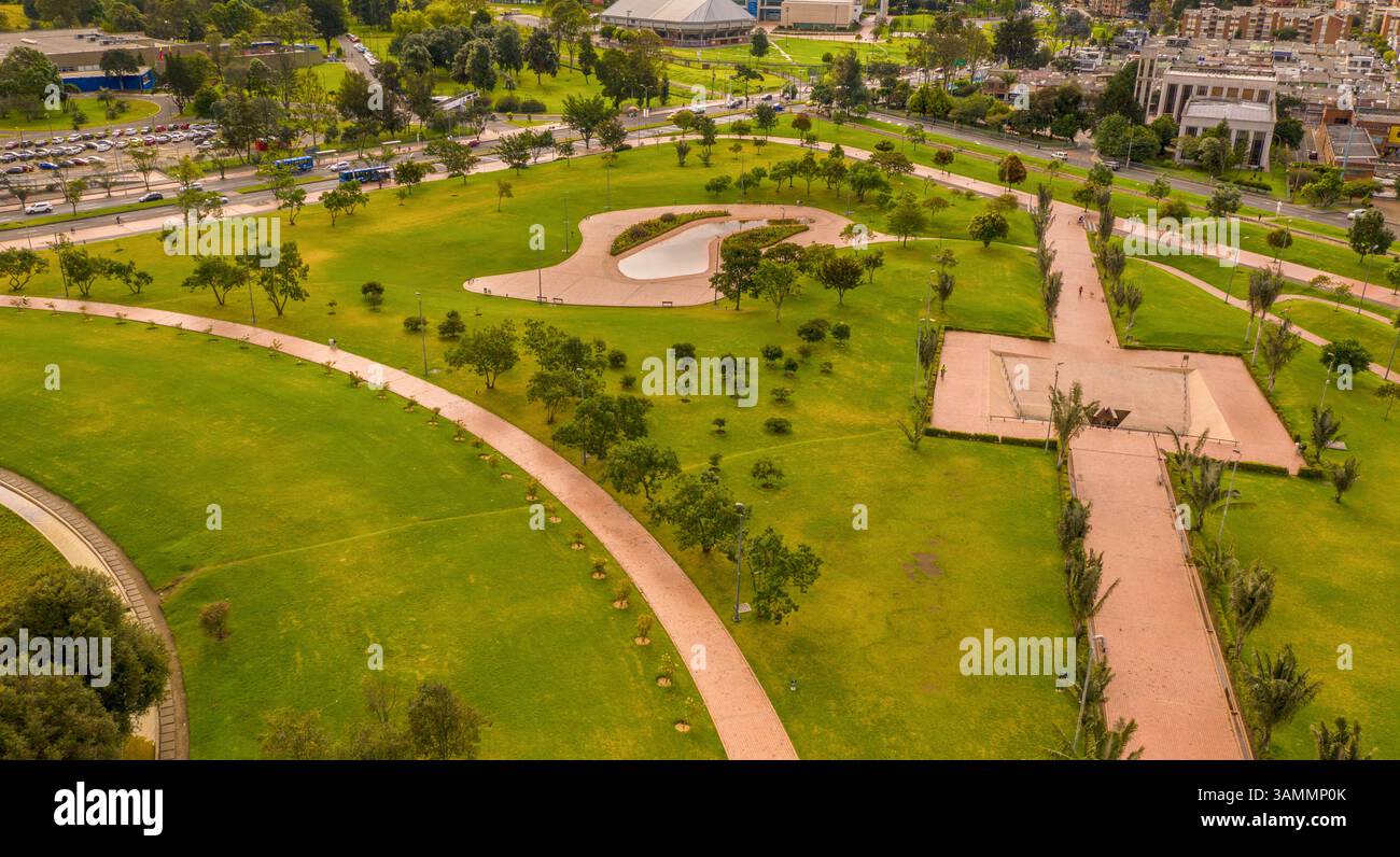 Aerial view of the library public,Vrigilio Barco and the special arquitecture geometry and inusual design. Stock Photo