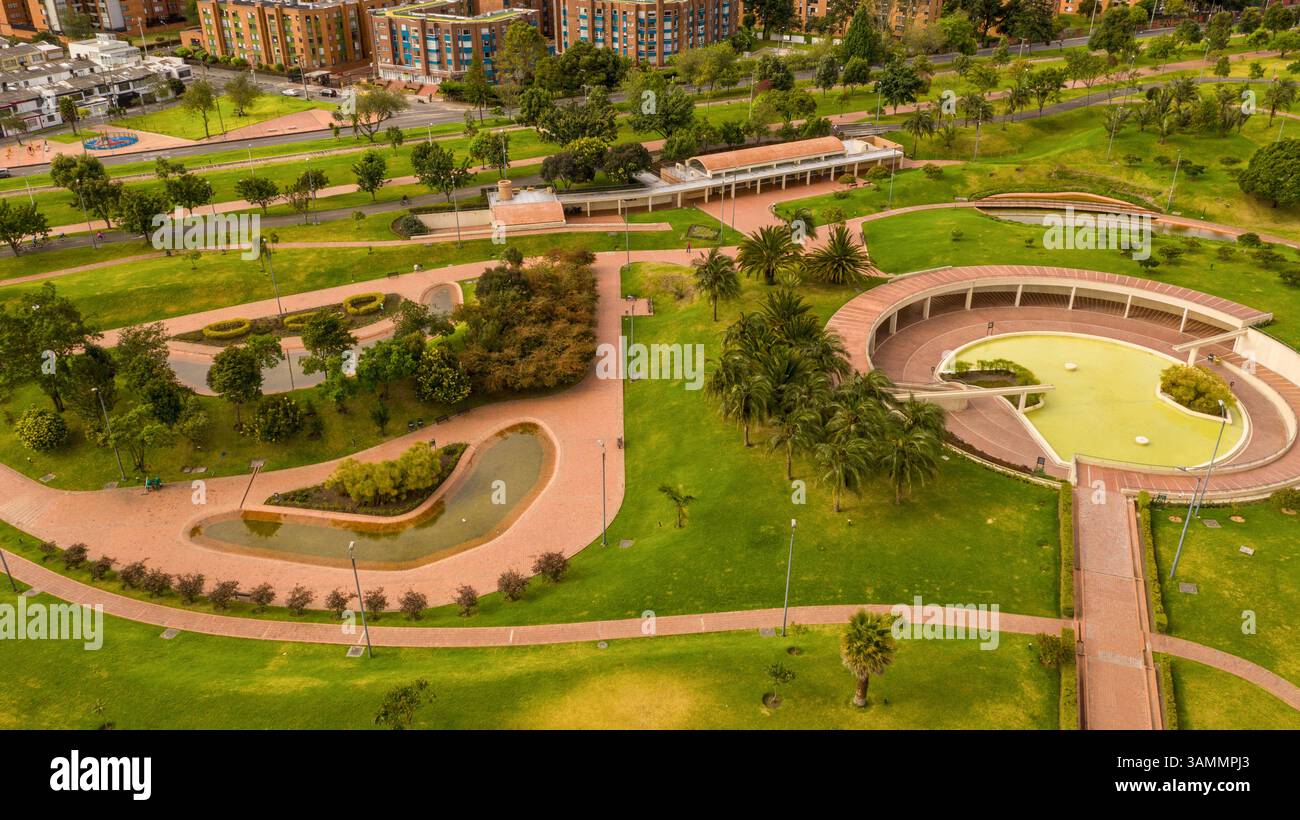 Aerial view of the library public,Vrigilio Barco and the special arquitecture geometry and inusual design. Stock Photo