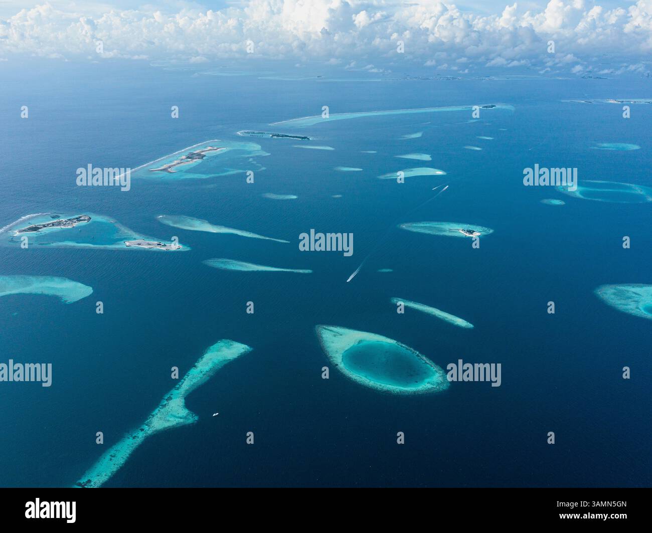 Aerial view of Ithaafushi Island and Atolls on the Indian Ocean ...