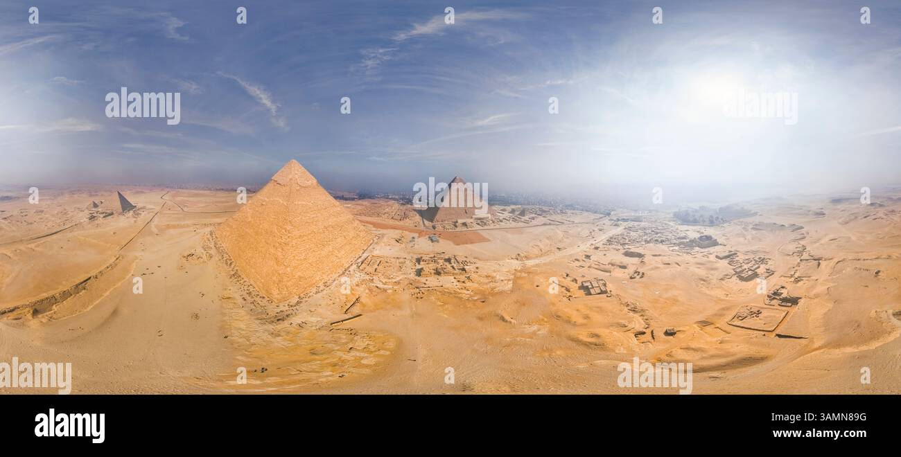 Aerial view of The Great Pyramid of Giza, Largest of Egyptian pyramids ...