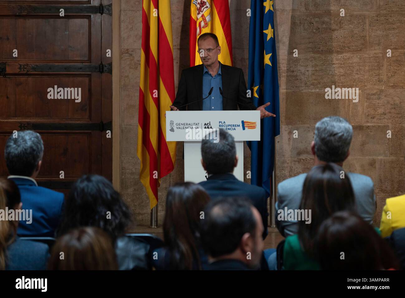 PowerCo CEO Andreas Rottmann speaks after a meeting with the President ...