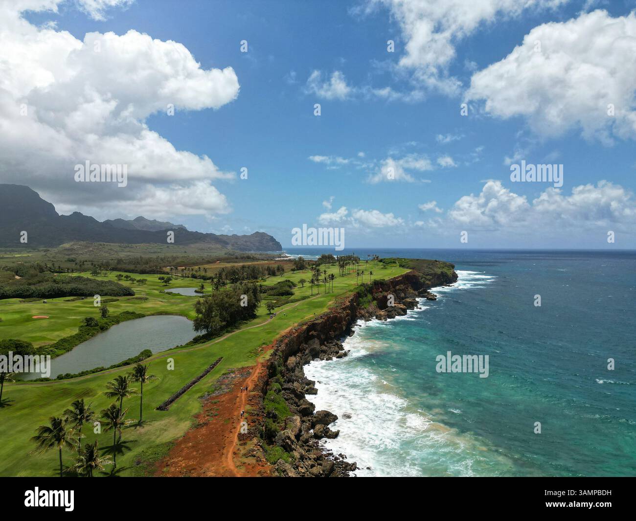 Aerial View of Maha'ulepu Heritage Trail Coastline with Gold Court ...