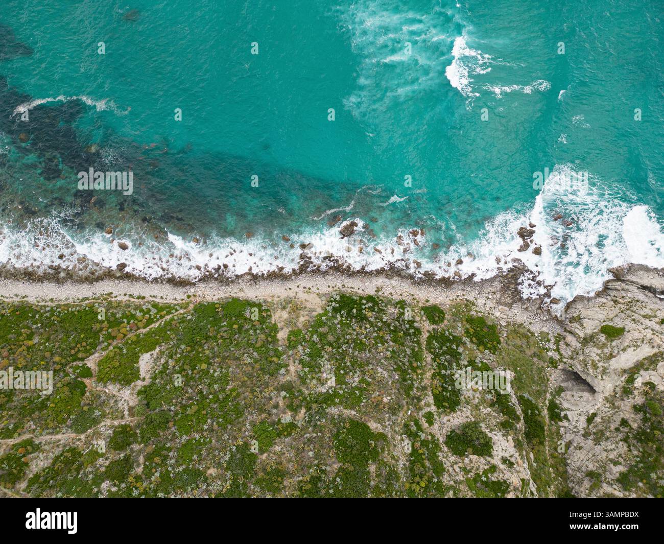 aerial-view-of-grotticelle-beach-calabria-capo-vaticano-italy-stock