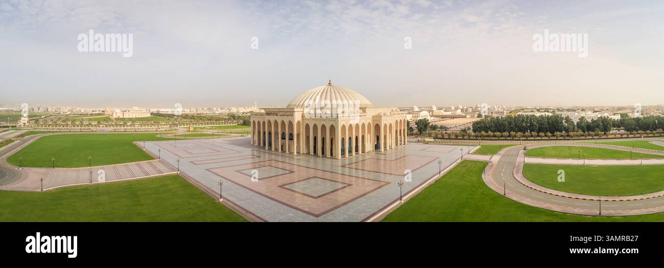 Aerial view of arabic building in University City, Sharjah, UAE Stock ...