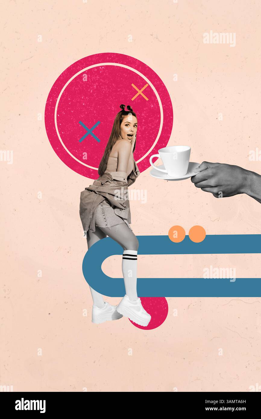 Template poster collage of person on pastel background with elements ...