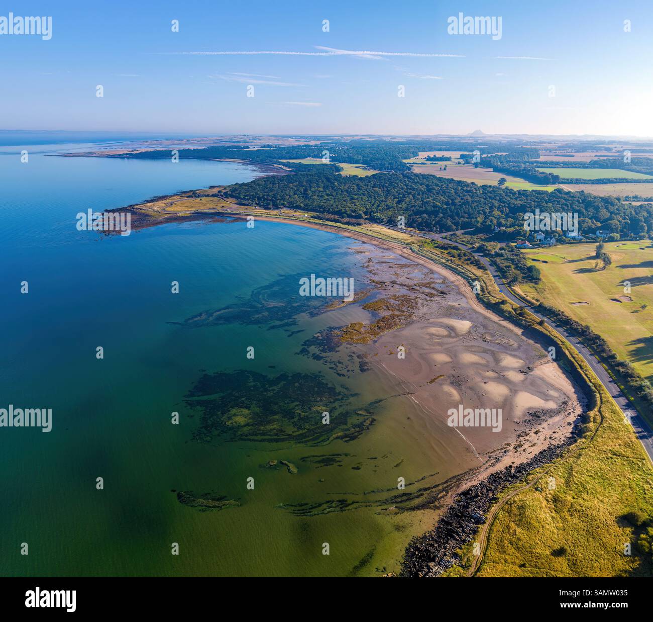 Longindry Aerial drone view of Longniddry Bents, East Lothian, Scotland, United ...