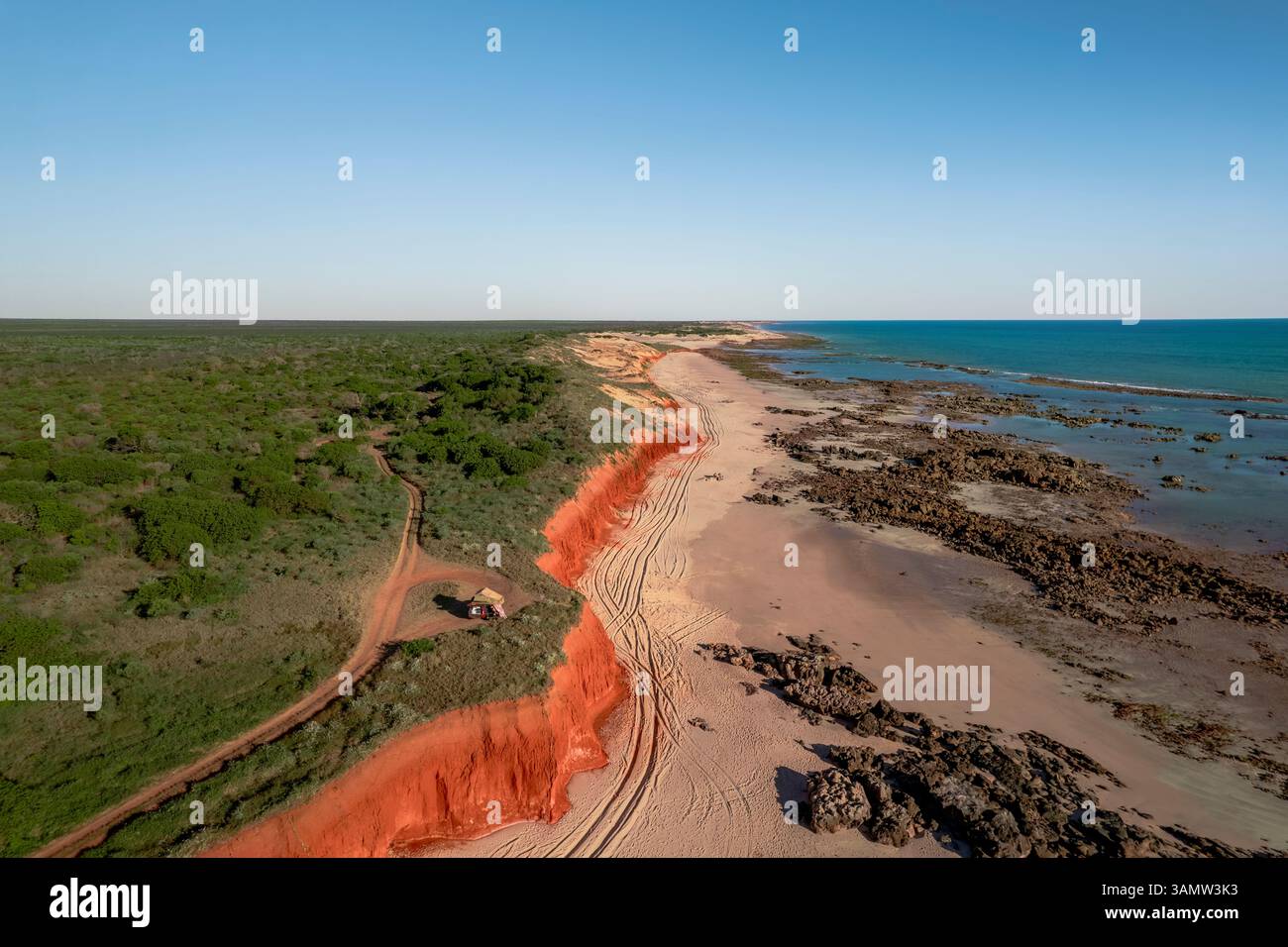Aerial view of coastal forms and vegetation at James Price Point ...