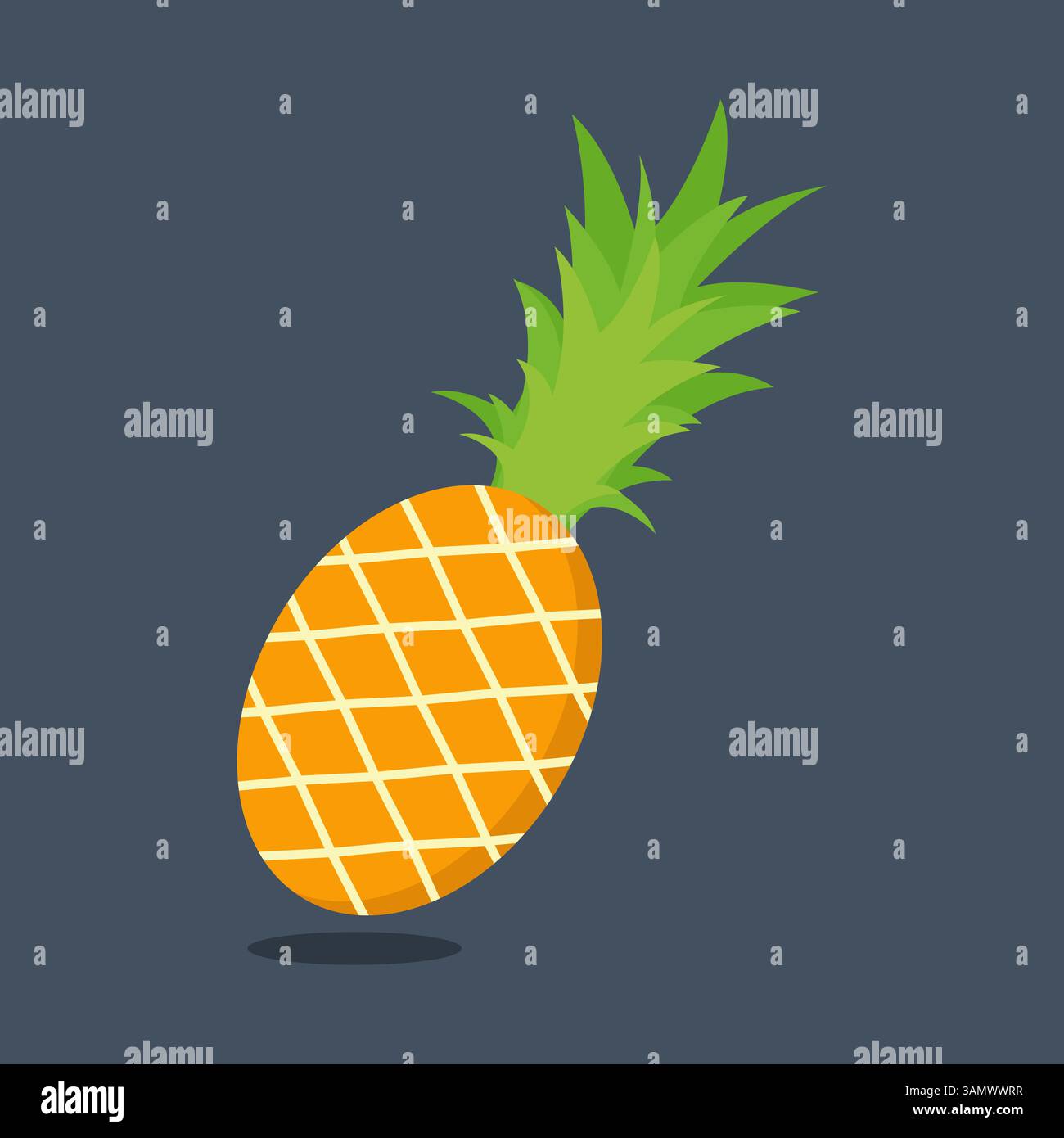 Whole pineapple and slices isolated on background Stock Vector