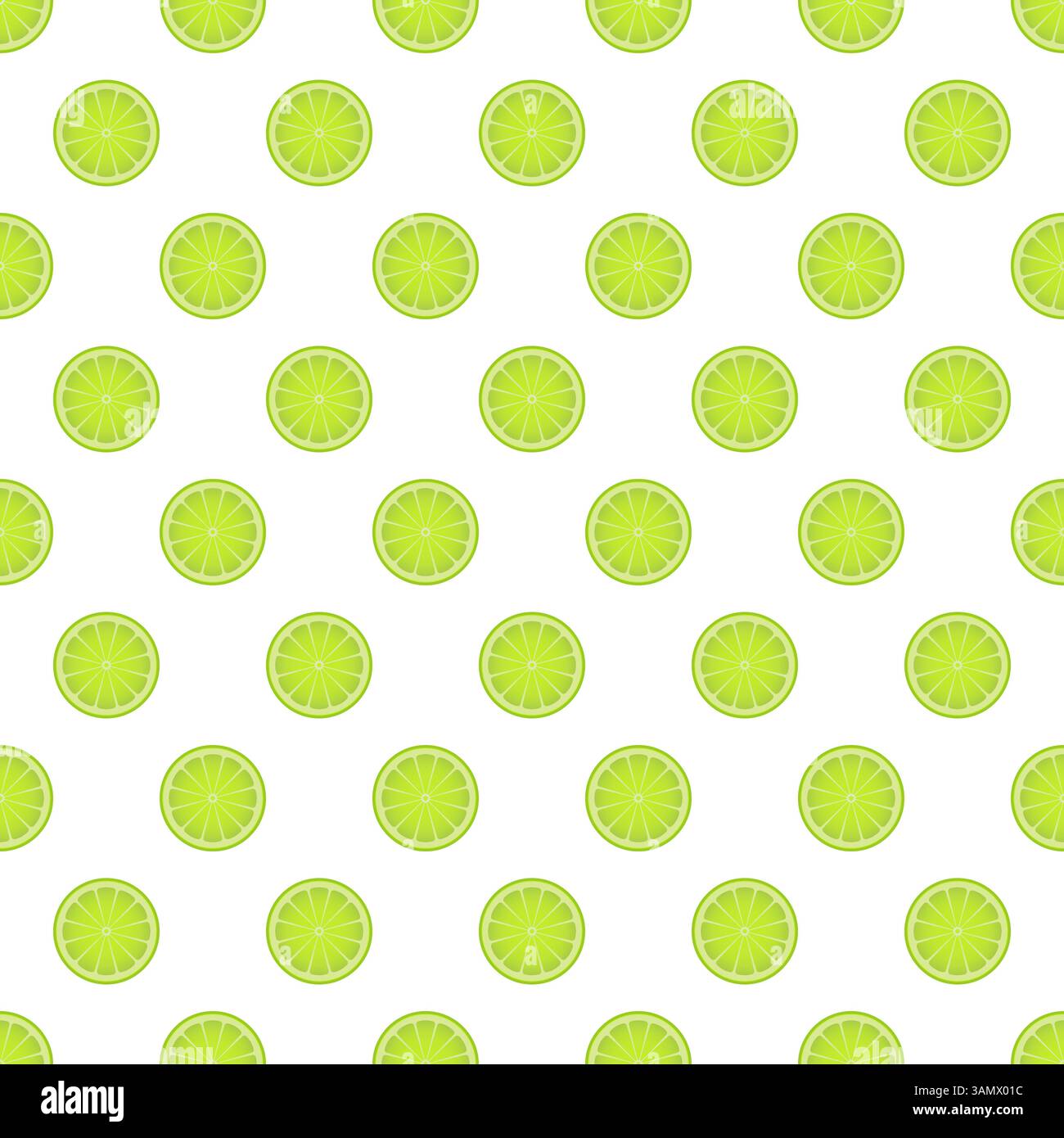 Seamless pattern with slices and whole limes Stock Vector