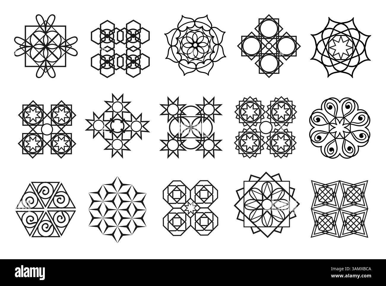 Islamic pattern elements. Arabic oriental ornament, traditional ...