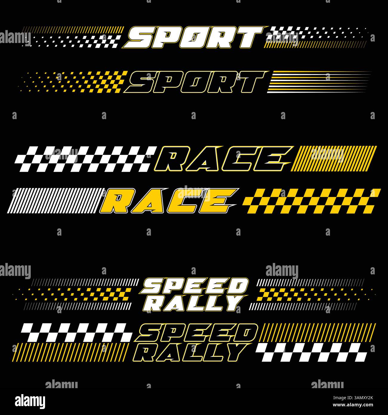 Bold text decals yellow set Stock Vector