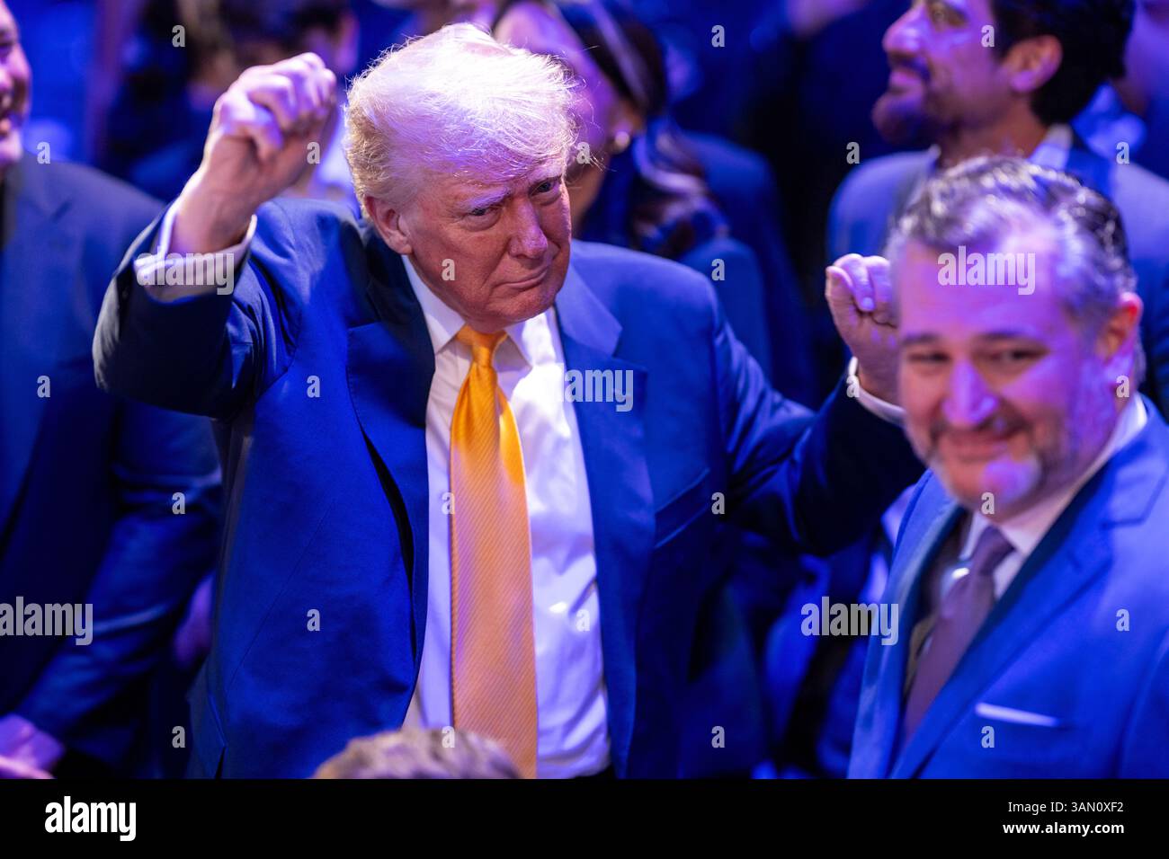 President Donald Trump attends UFC 314 at the Kaseya Center in Miami ...