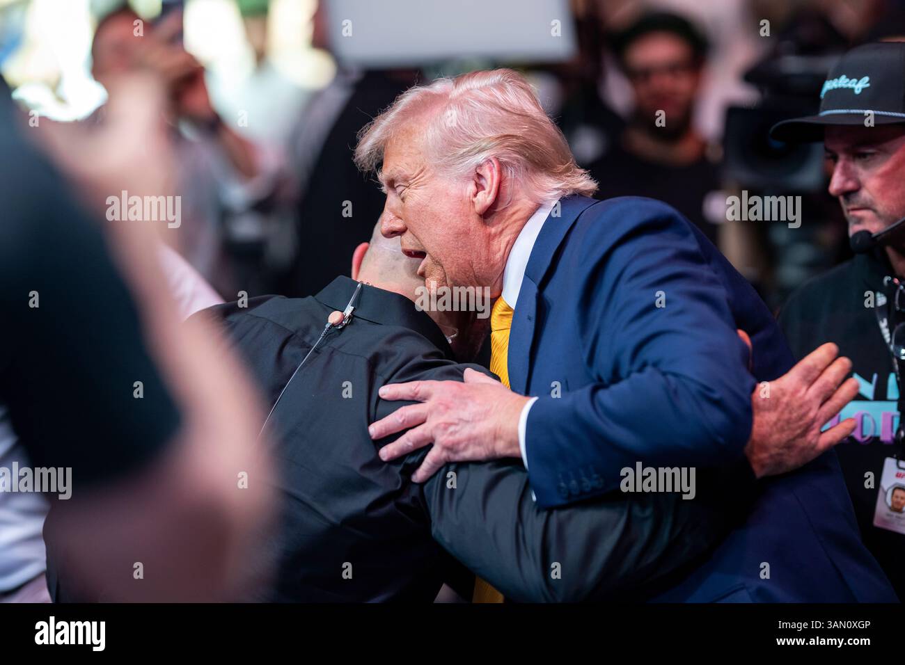 President Donald Trump attends UFC 314 at the Kaseya Center in Miami ...