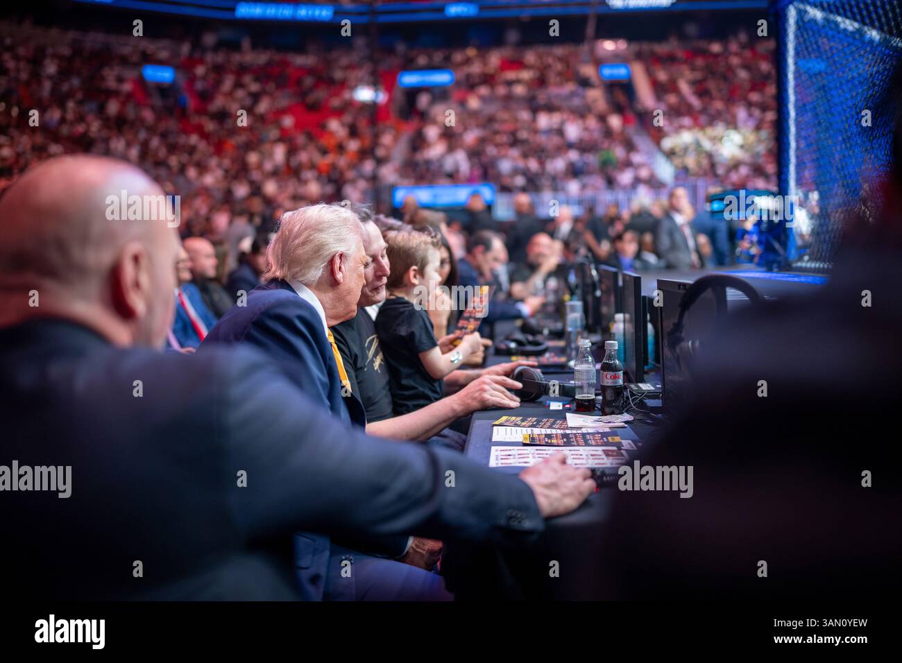 President Donald Trump attends UFC 314 at the Kaseya Center in Miami ...
