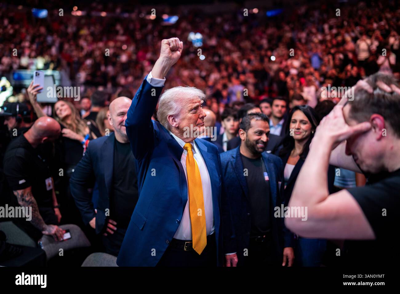President Donald Trump attends UFC 314 at the Kaseya Center in Miami ...