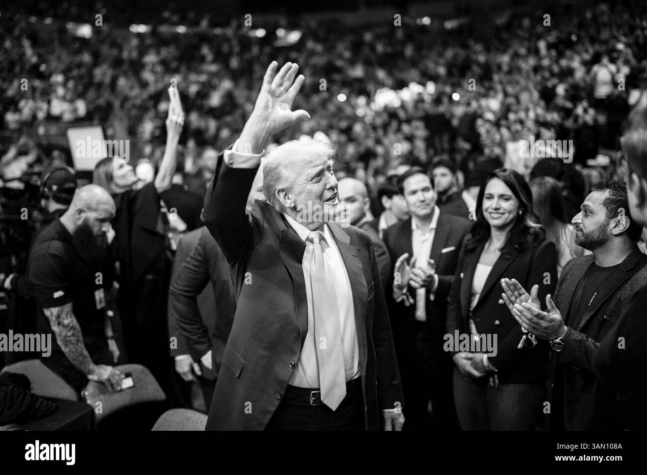 President Donald Trump attends UFC 314 at the Kaseya Center in Miami ...
