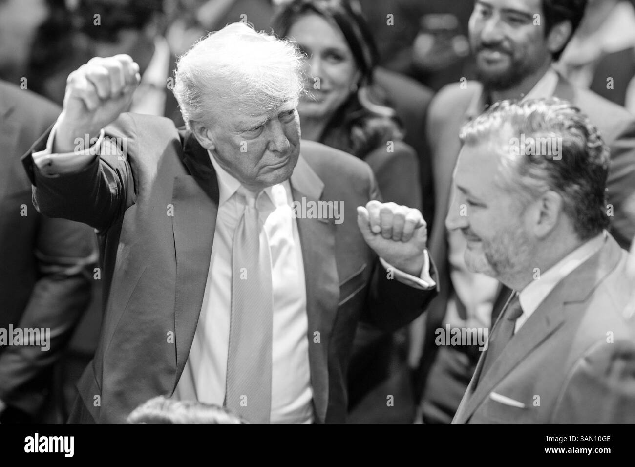 President Donald Trump attends UFC 314 at the Kaseya Center in Miami ...
