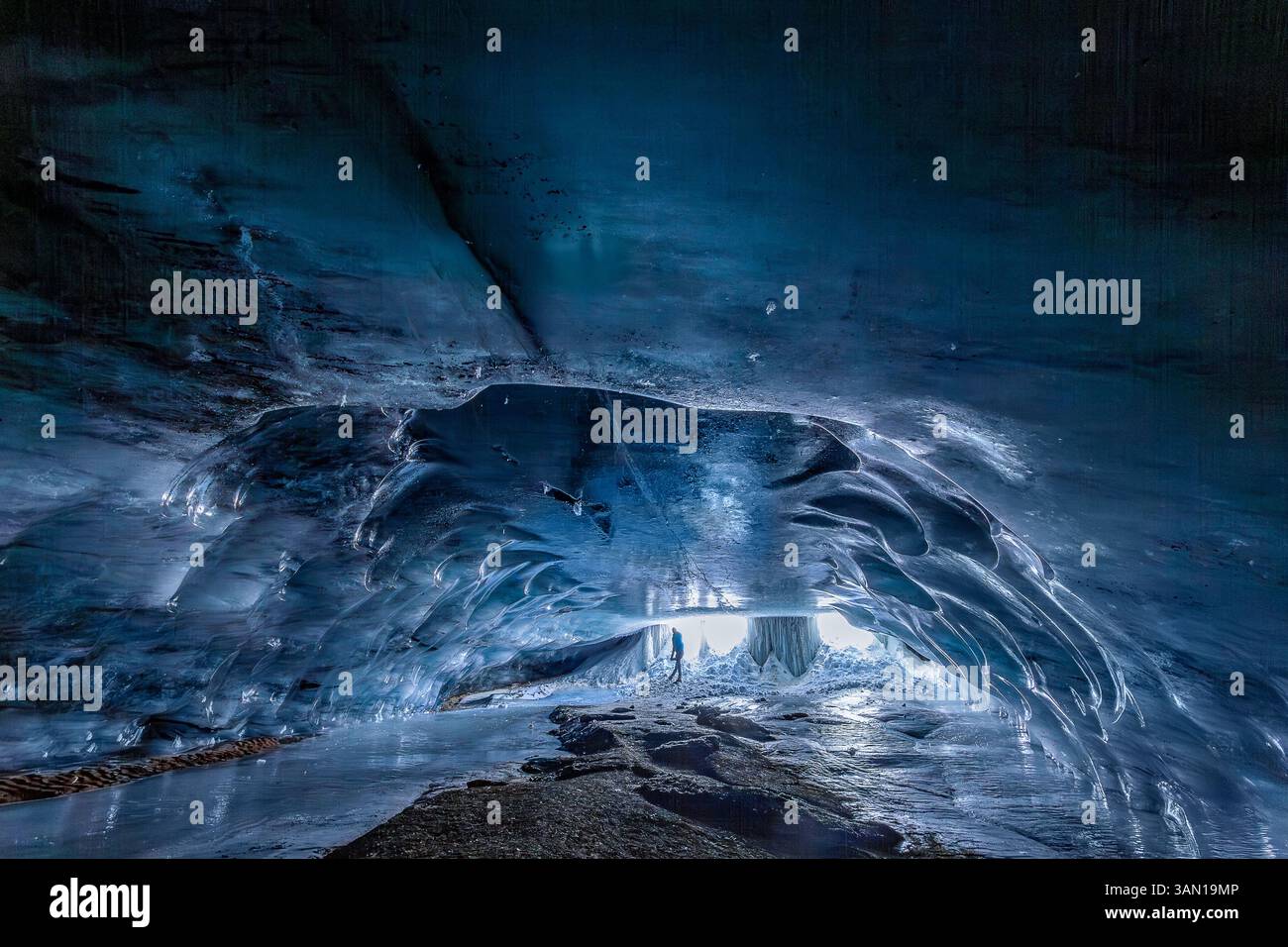Ice cave at the Glacier 3000 on the Swiss alps , Col du Pillon, Canton ...