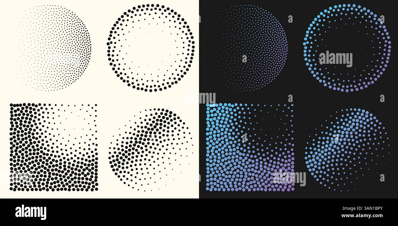 Halftone dot tone grunge effect abstract pattern texture vector graphic retro illustration.gradient geometric element art shape modern creative pop Stock Vector