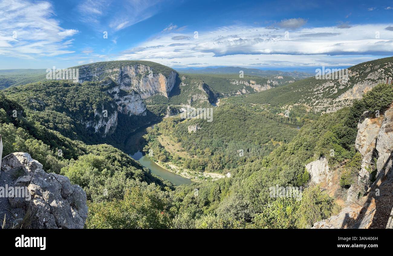 Panorama of the Ardeche gorges, Gard, France - Smartphone Captured Stock Image