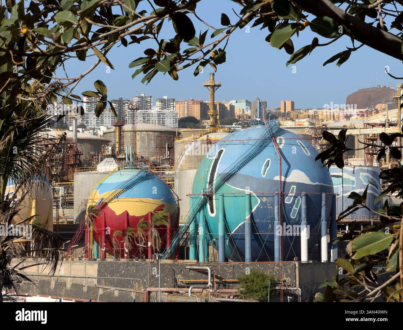 Oil refinery in Santa Cruz de Tenerife, Canary Isles, Spain - Smartphone Captured Stock Image