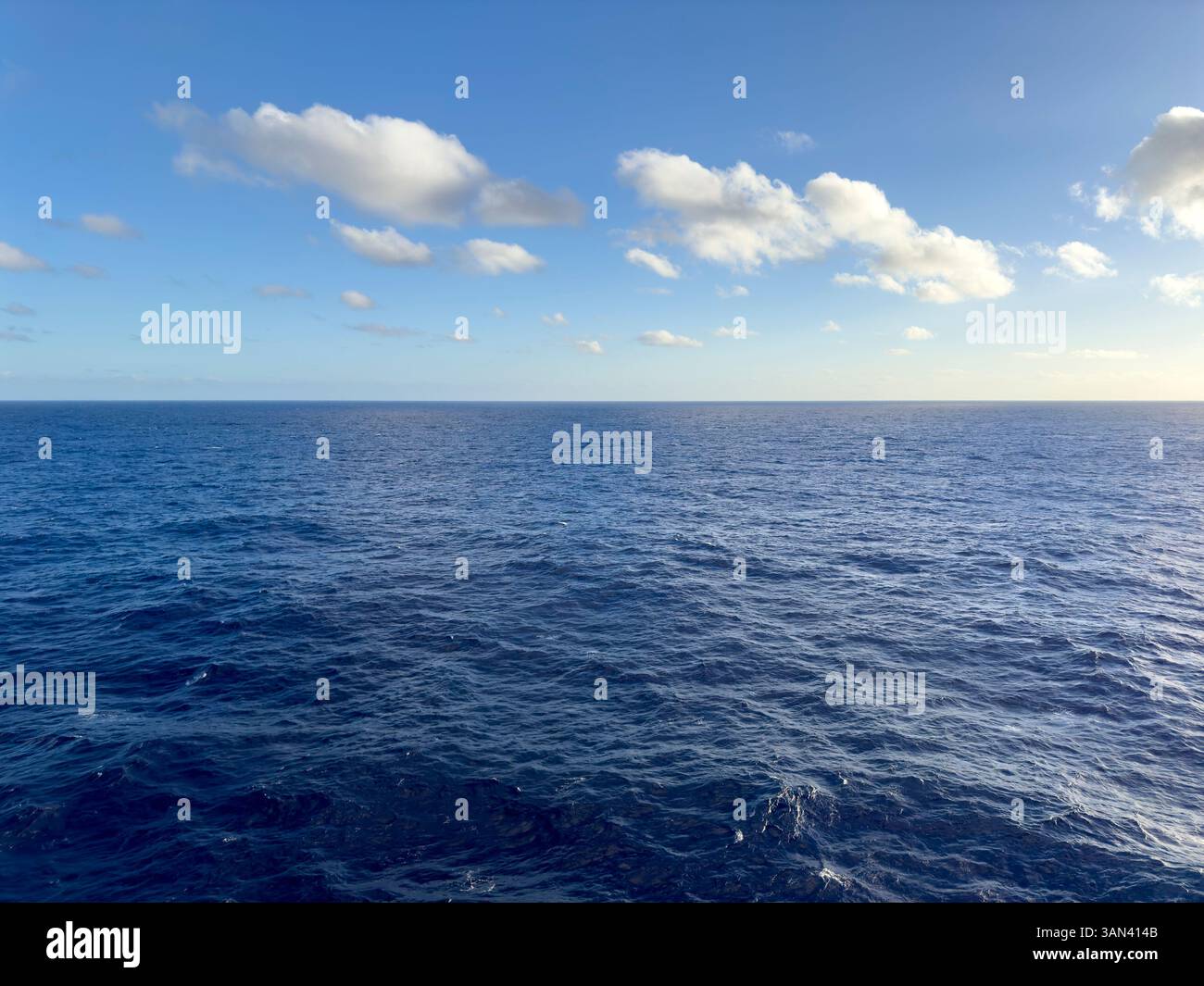 Clear blue ocean and sky with horizon, Atlantic Ocean - Smartphone Captured Stock Image