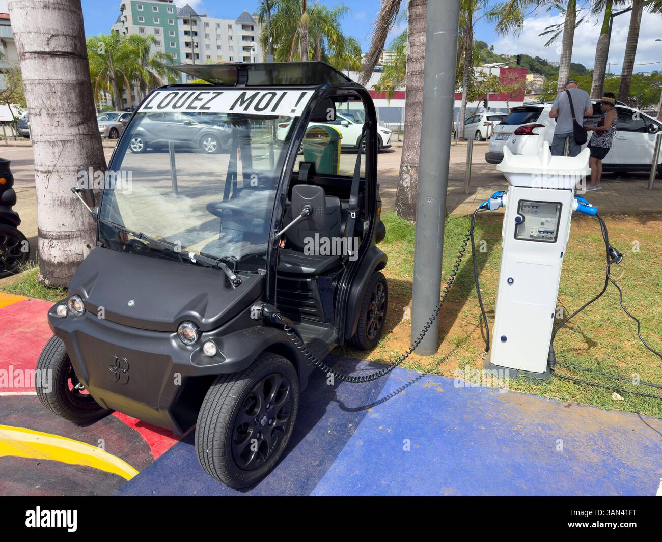 Electric car for hire at Fort de France, Martinique, Caribbean - Smartphone Captured Stock Image