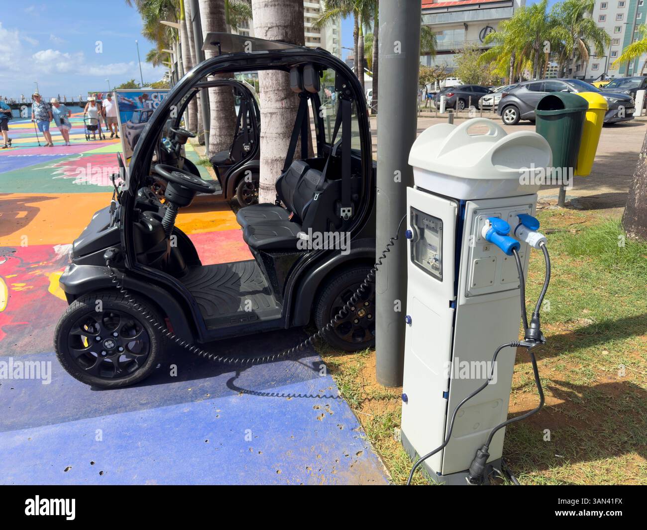 Electric car for hire at Fort de France, Martinique, Caribbean - Smartphone Captured Stock Image