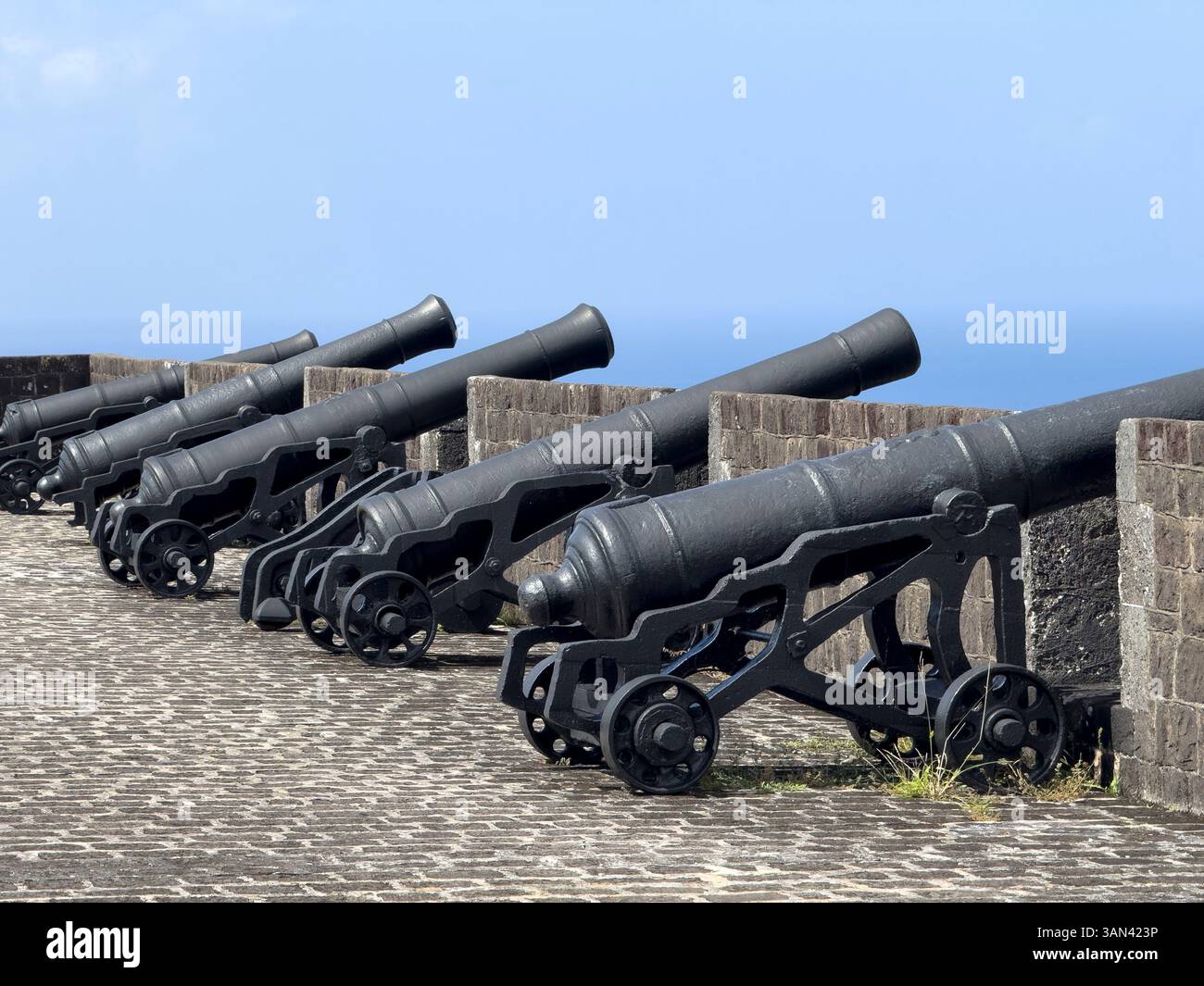 Cannons at Brimstone Hill Fortress National Park, St Kitts, Caribbean - Smartphone Captured Stock Image