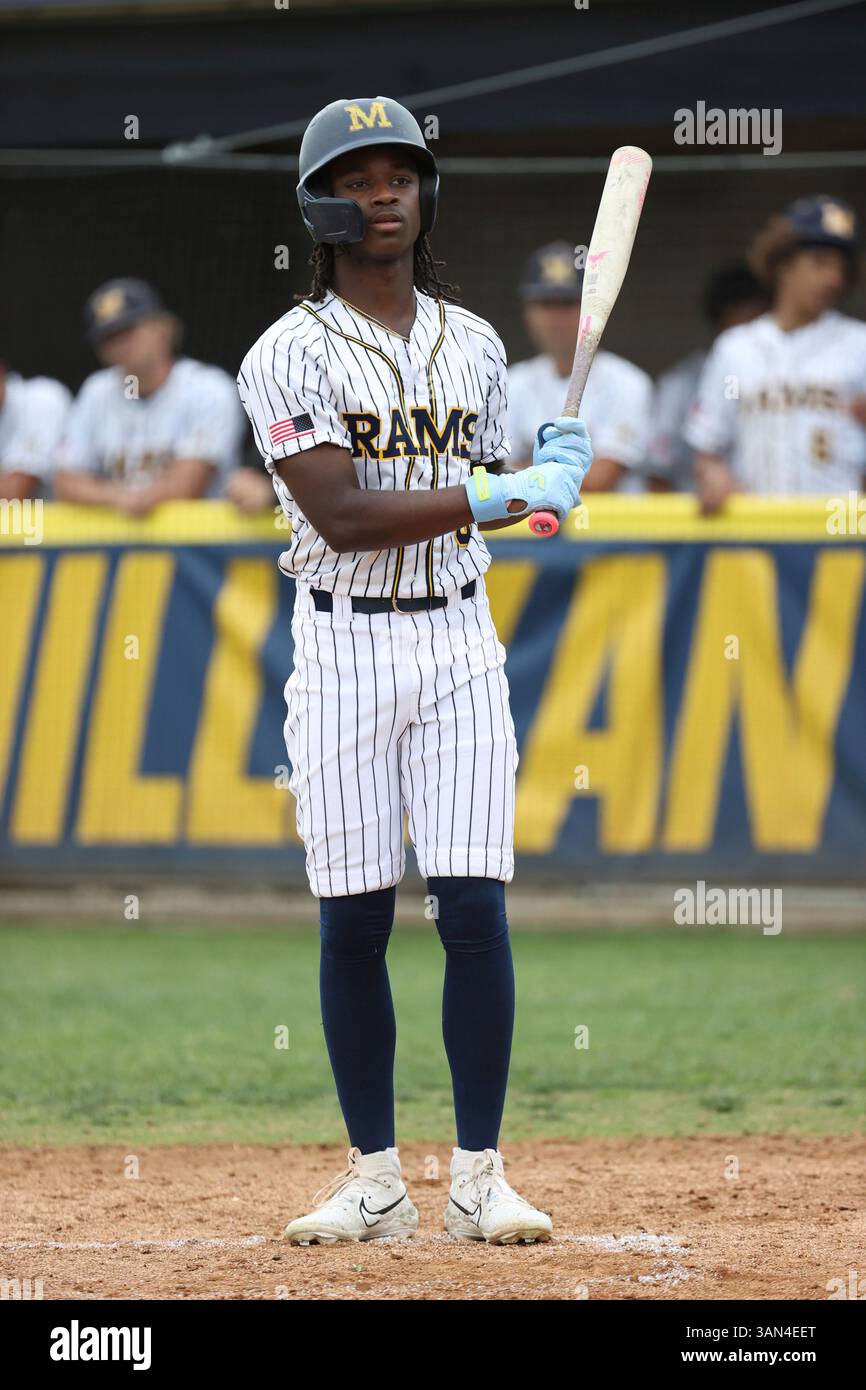 Anthony Pack (6) of Milikan High School bats during a game against ...
