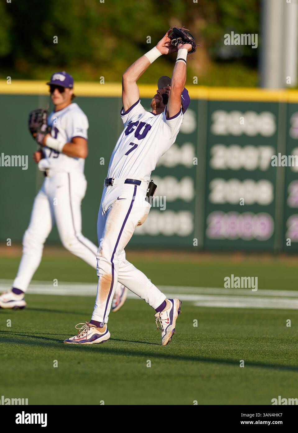 April 11, 2025: Texas Christian University's Cole Cramer (7) catches ...