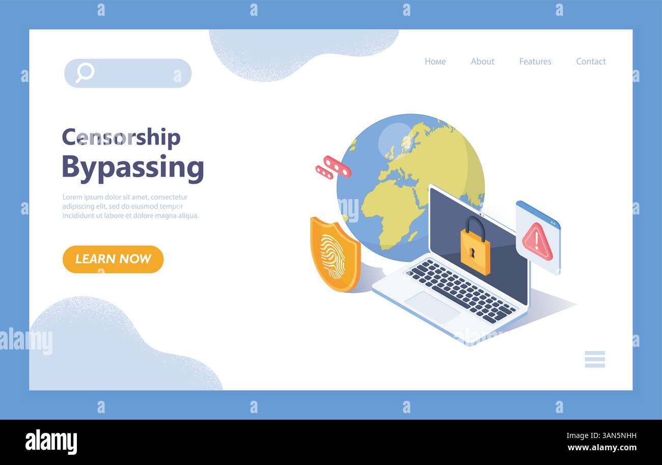 Censorship bypassing landing page concept. Vector illustration Stock ...