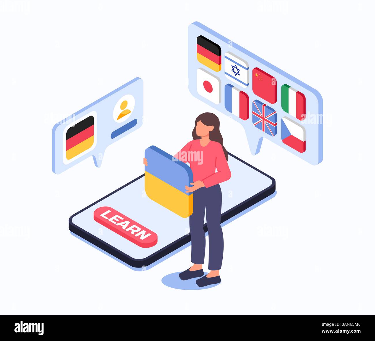 Language learning app concept. Vector illustration Stock Vector Image ...