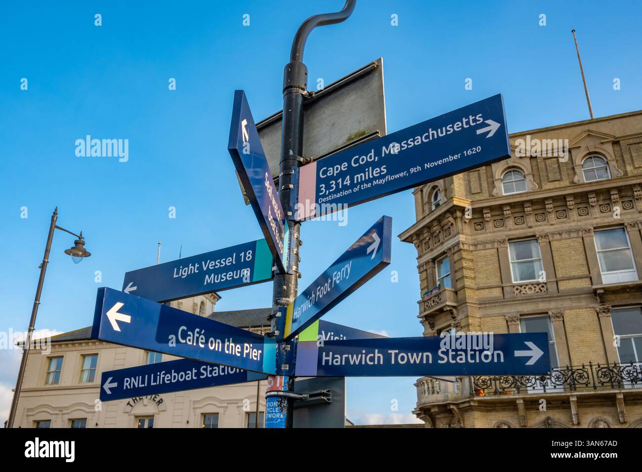 Direction sign at Harwich Essex Stock Photo