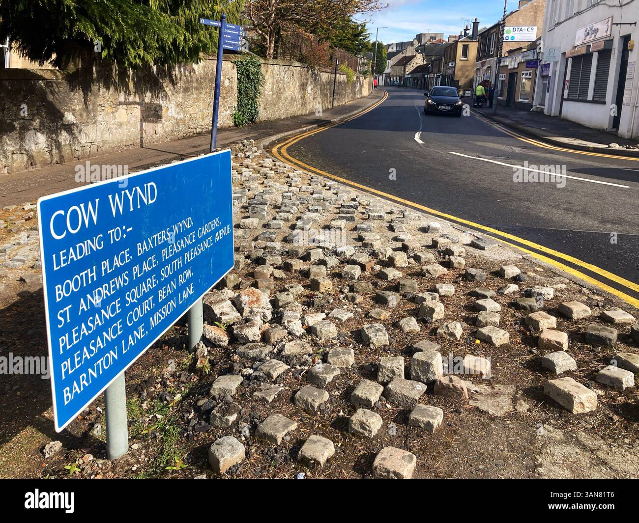 The Cow Wynd, a historic street in Falkirk, Scotland - Smartphone Captured Stock Image