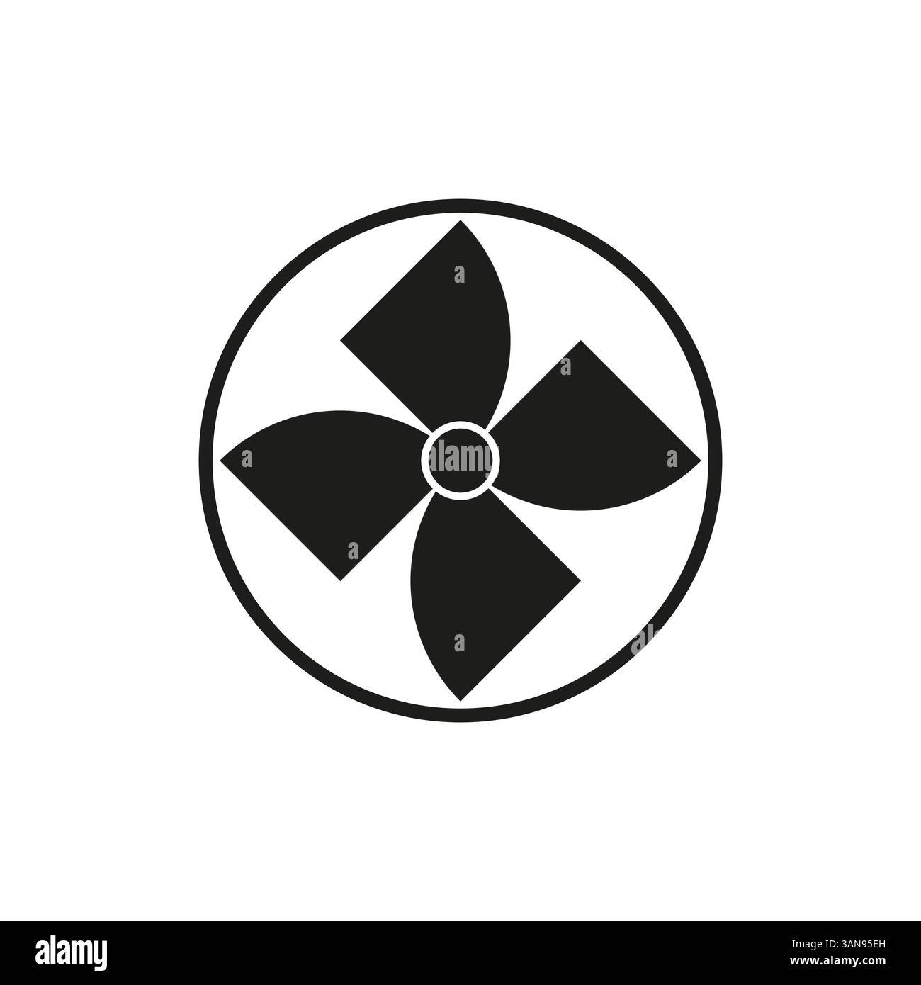 Fan icon. Cooling air symbol. Propeller shape graphic. Vector black ...