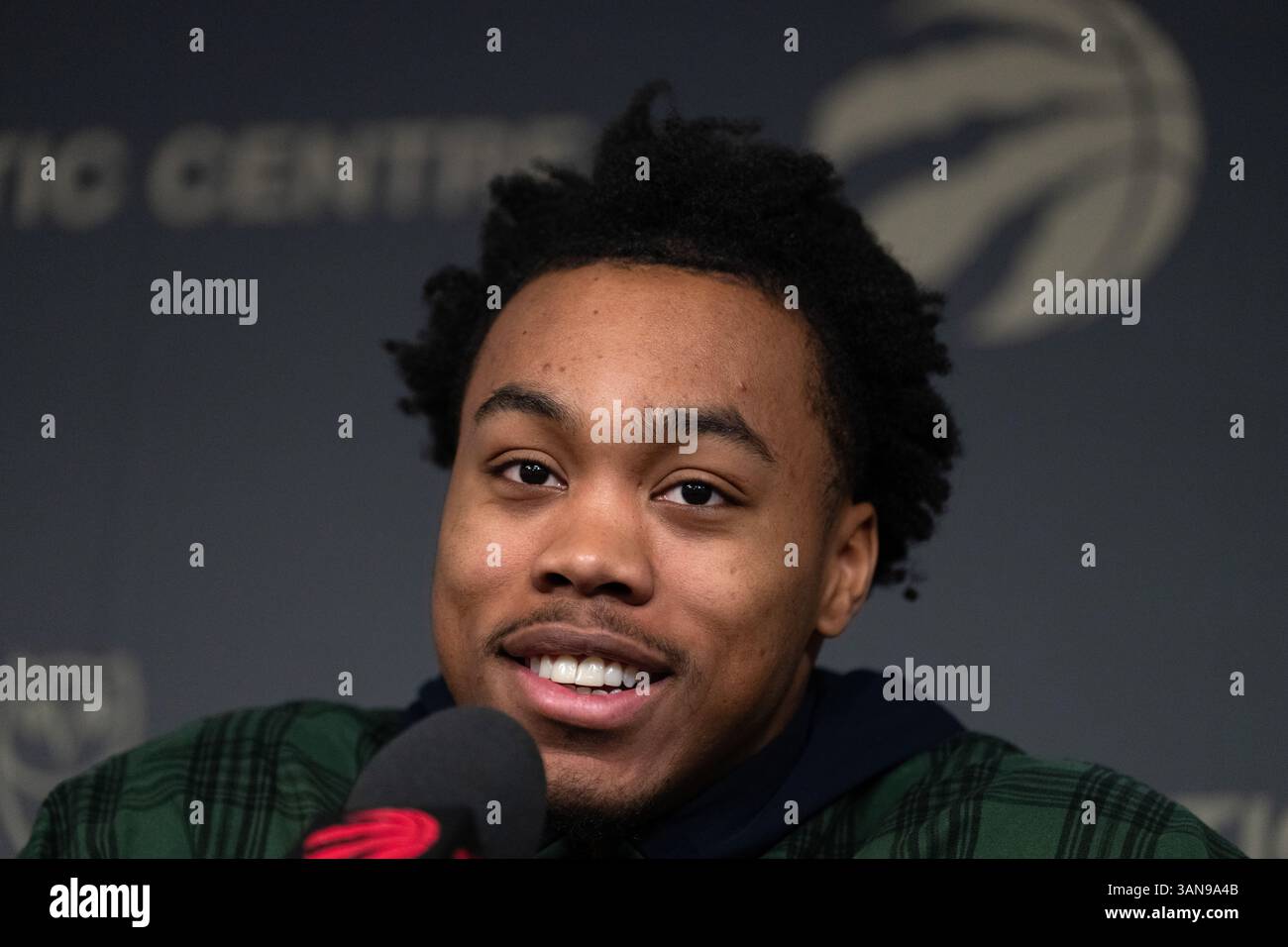 Toronto Raptors forward Scottie Barnes (4) speaks to the media at the