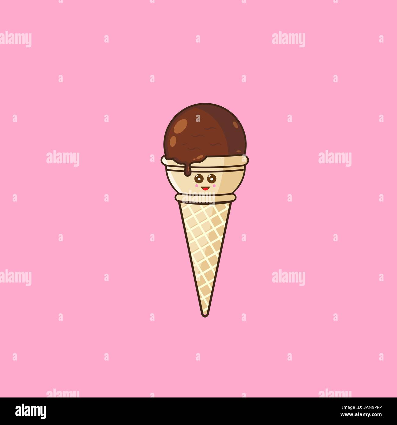 Vector illustration of ice cream chocolate mascot kawaii Stock Vector ...