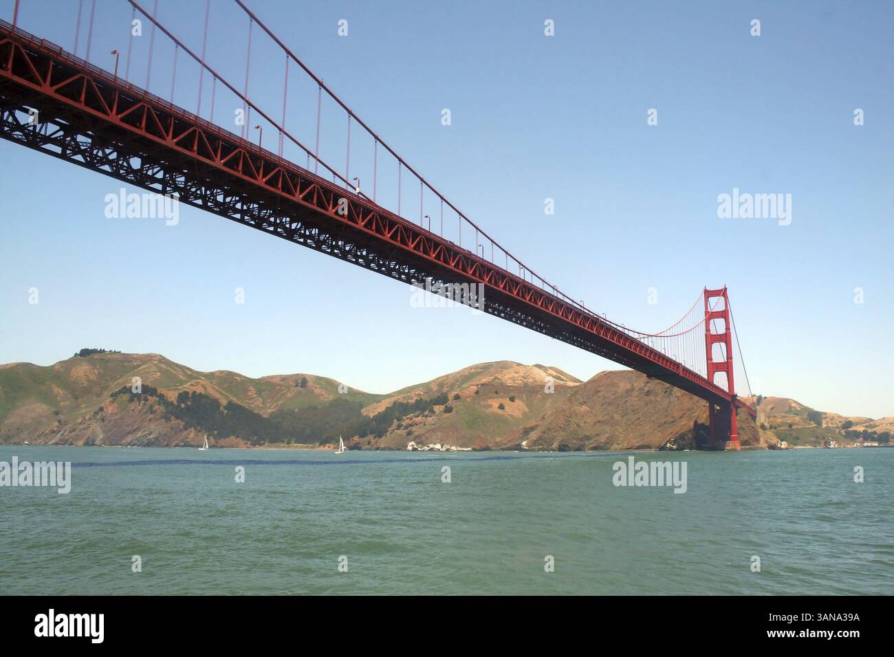 The Golden Gate Bridge in San Francisco from the water on a clear day ...