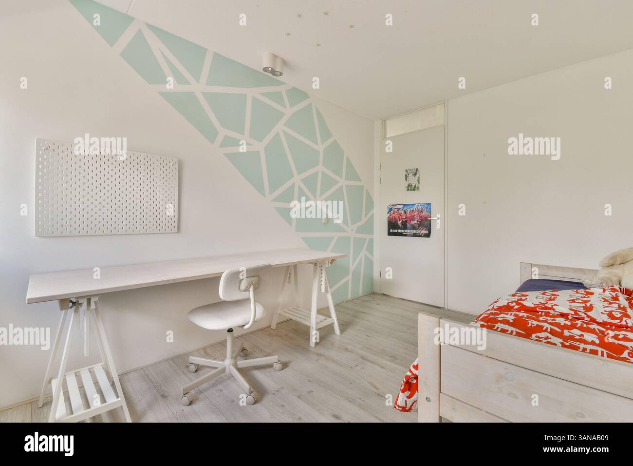 A stylish and minimalist interior featuring geometric wall patterns and ... - Minimalist Small Space Decor Using Geometric Patterns