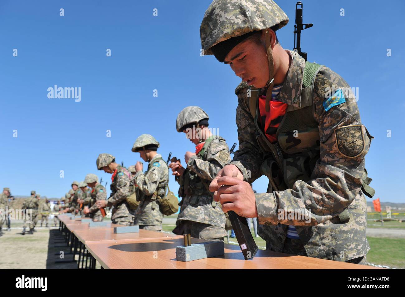 Shooting from guns. Military exercises of various units of the defense ...