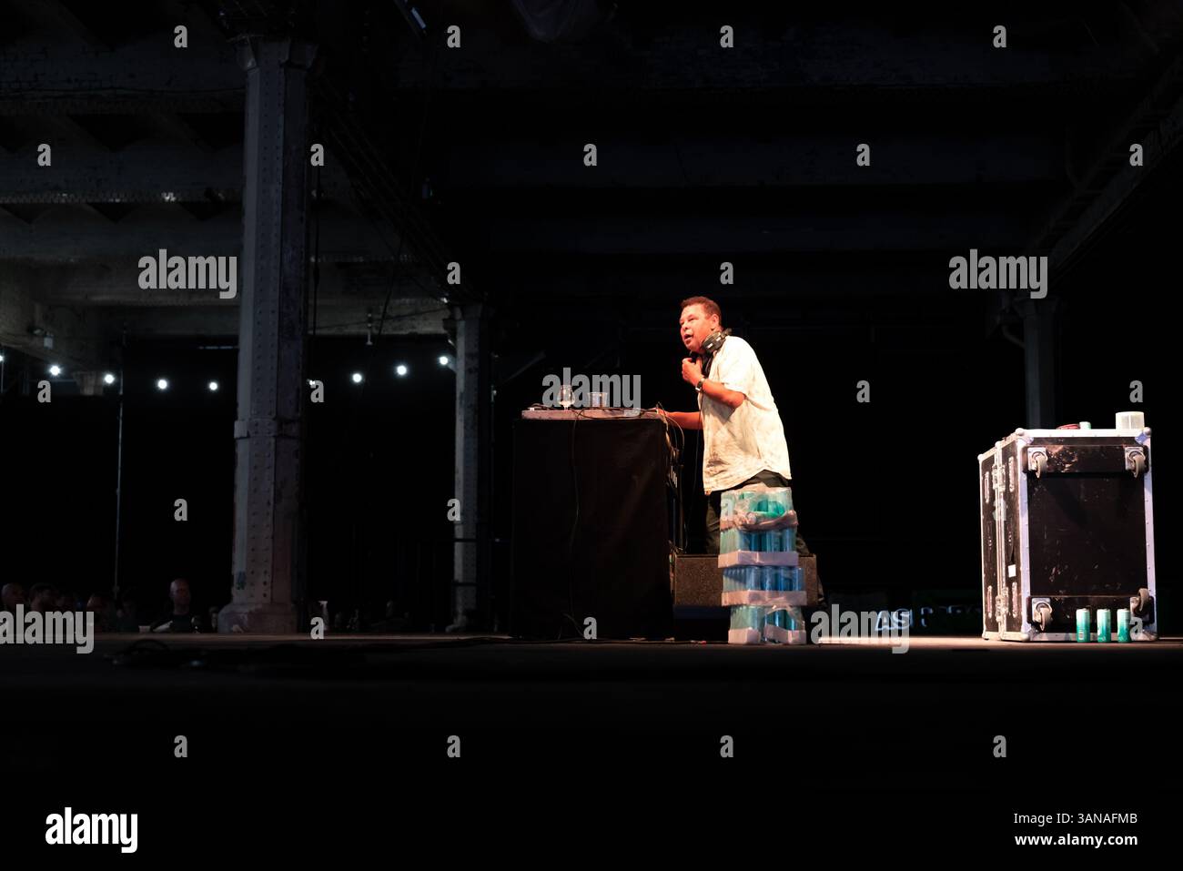 Craig Charles as DJ on stage at The Dept, Manchester craft beer festival Stock Photo