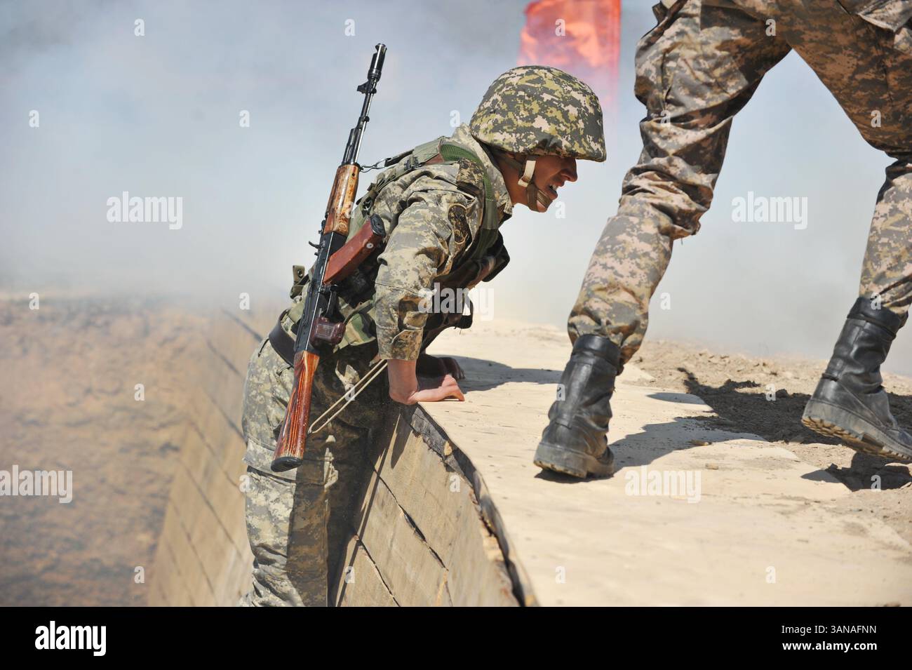 Shooting from guns. Military exercises of various units of the defense ...