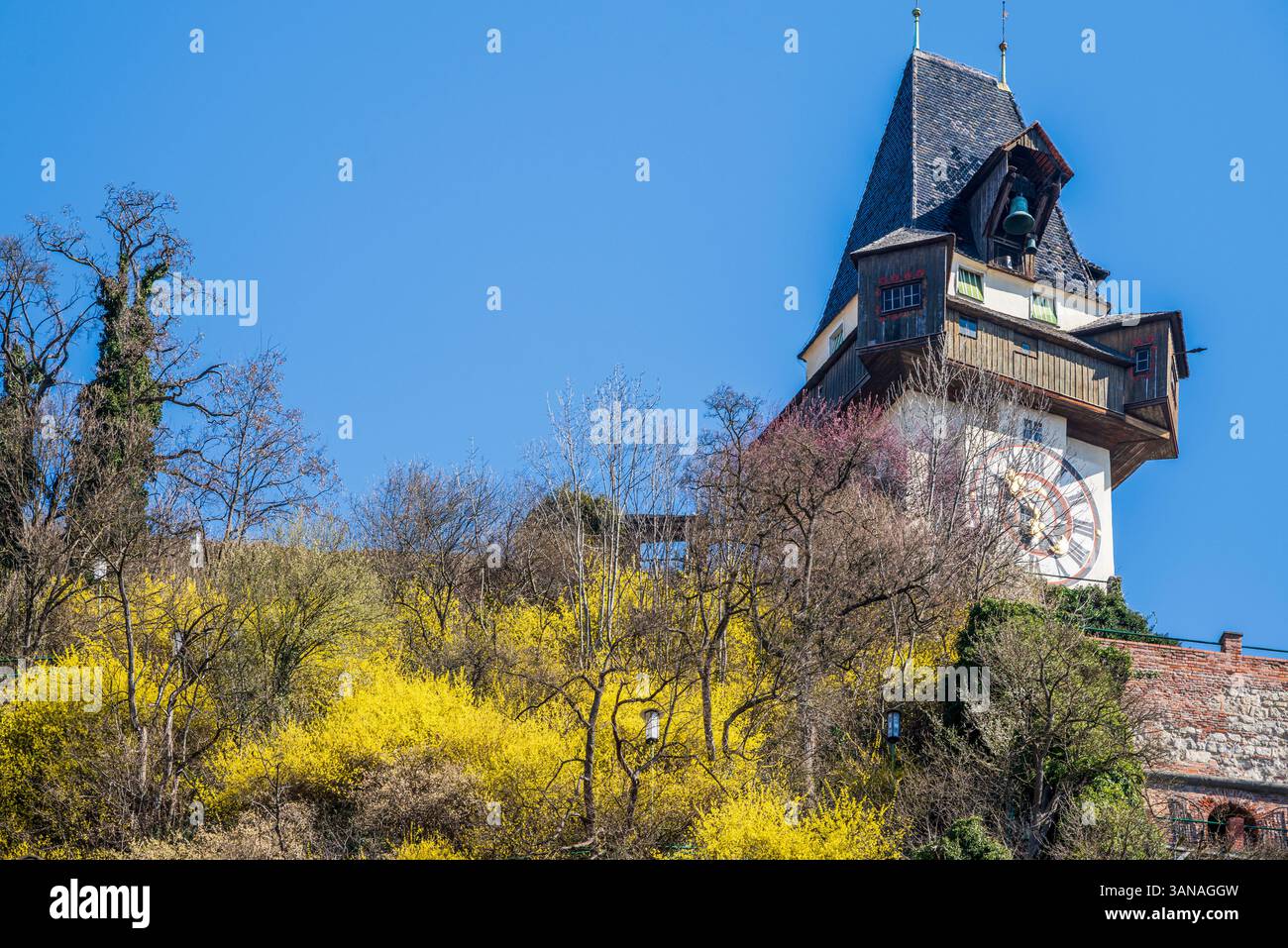 Schlossberg clock tower (Uhrturm), Graz, Styria, Austria Stock Photo ...