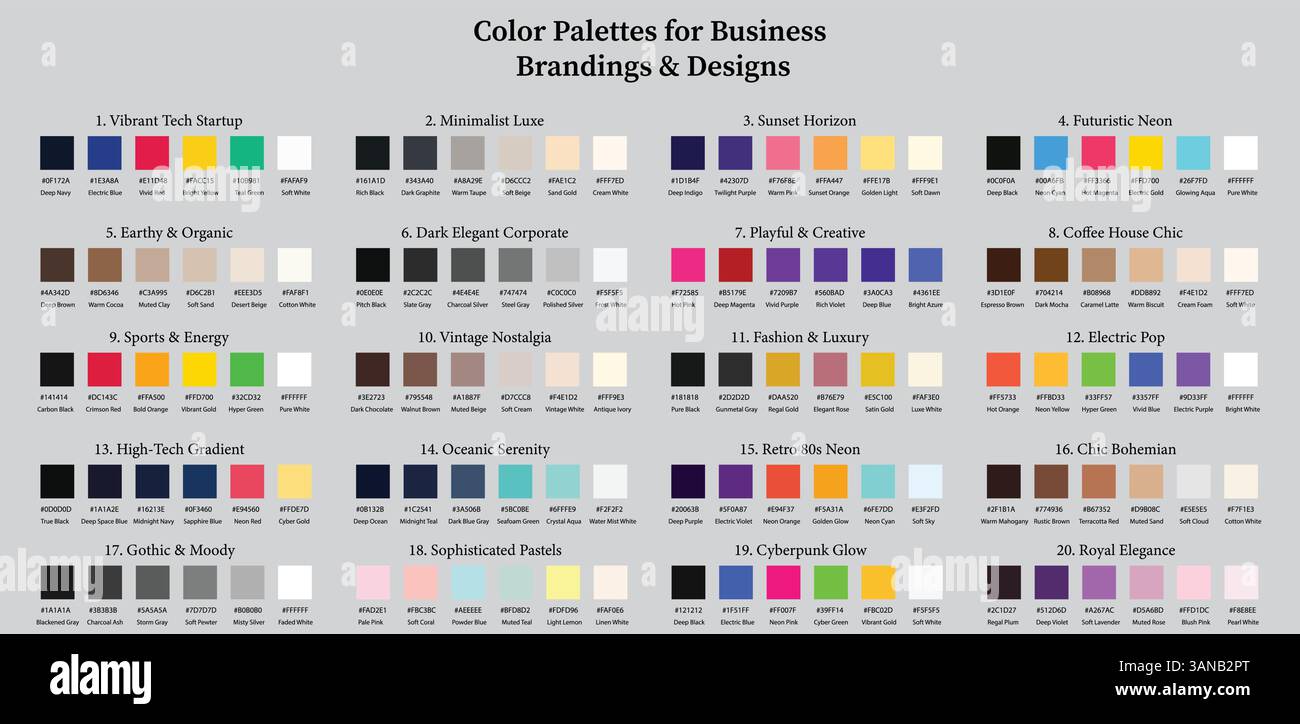 Color Palettes Set of 20, for Business Brandings and Designs, 6 Colors ...