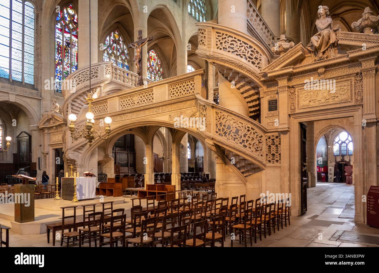 Latin Rood Screen France, Paris, Latin Quarter, Rue Clovis, Eglise Saint-Etienne-du-Mont ...