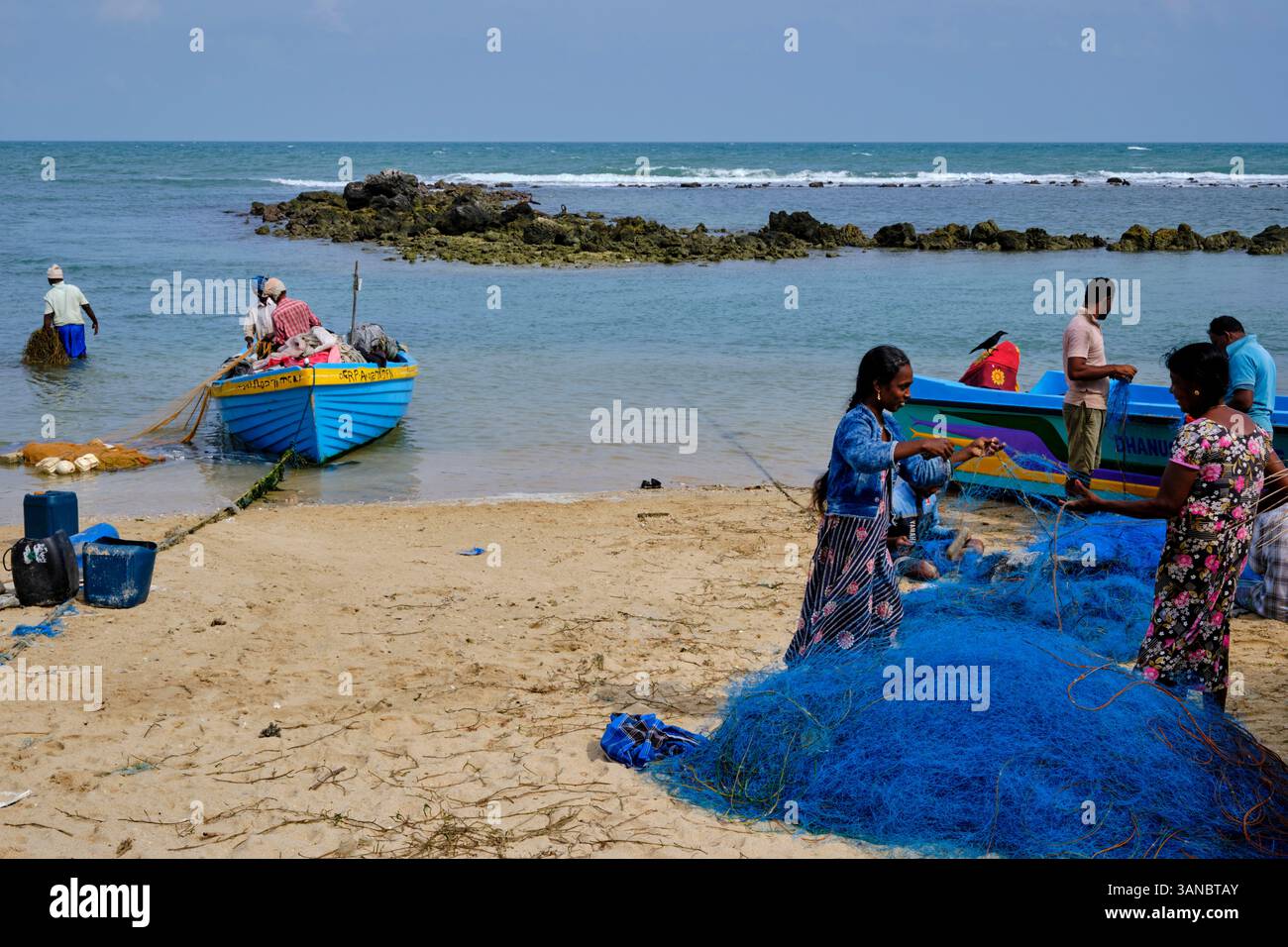 Sri Lanka, Northern Province, Jaffna, Point Pedro Town, return from fishing Stock Photo