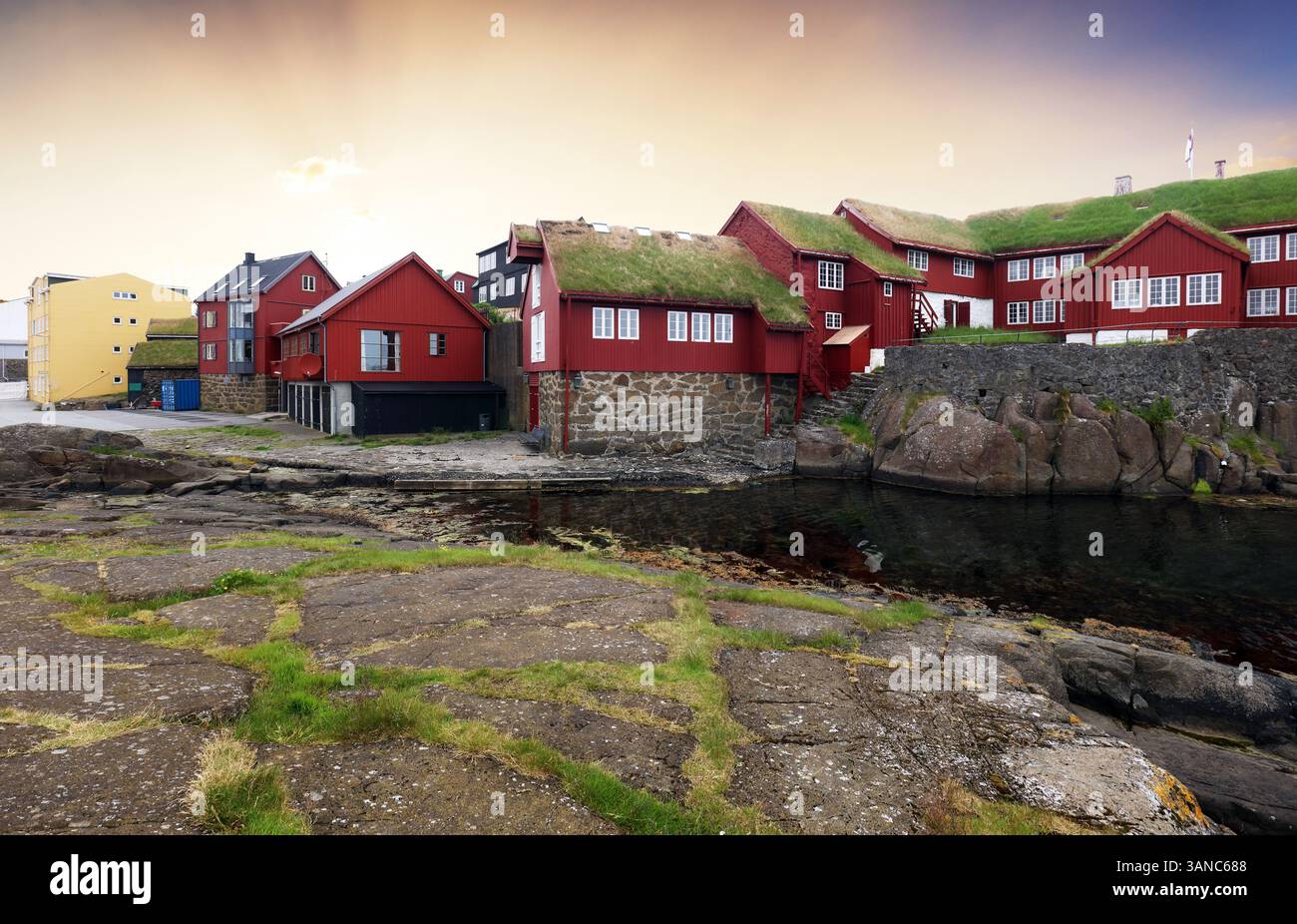 Torshavn city at sunset, Faroe Islands, Denmark Stock Photo